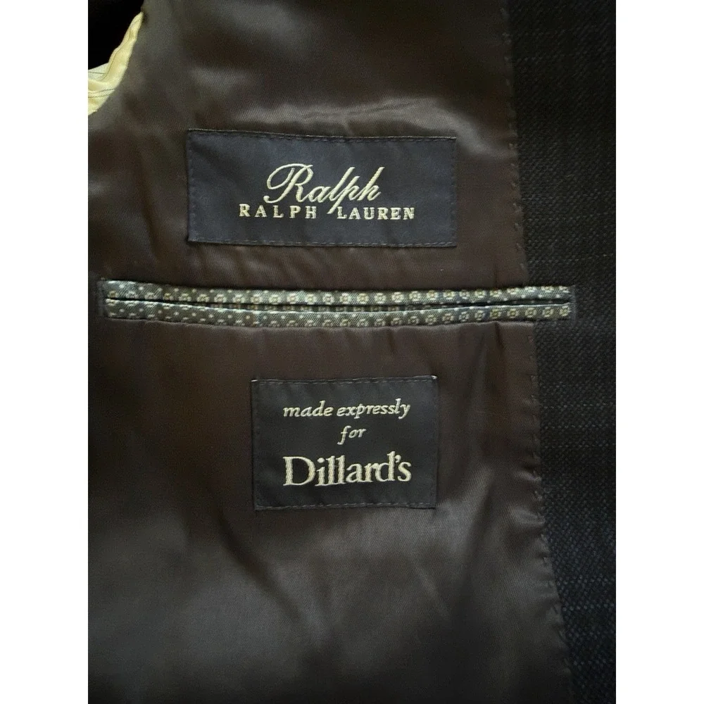 Ralph Lauren Men's Navy Wool Sport Coat Blazer 38S 98% Wool Windowpane Dillard's